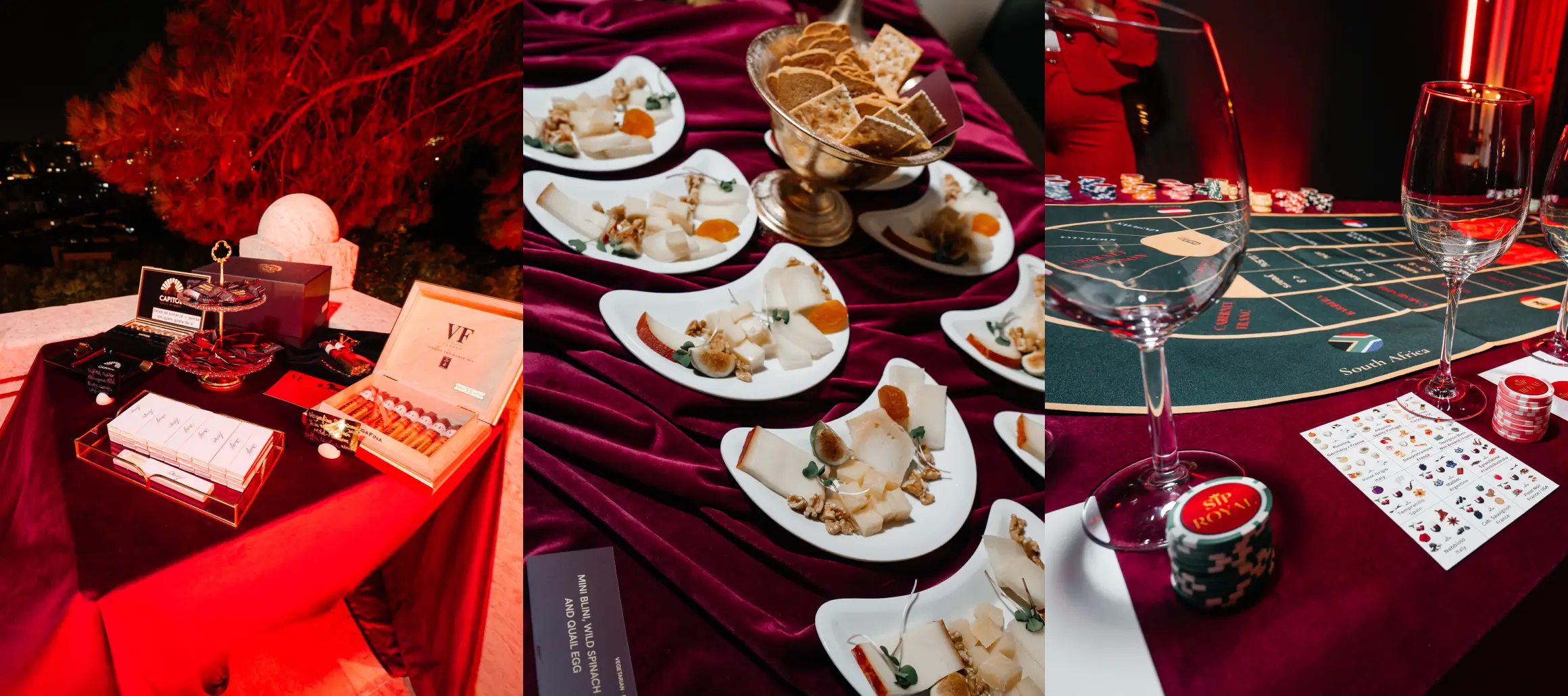 Wine glasses, chips and a tasting table at The Big Betty Night in Lisbon